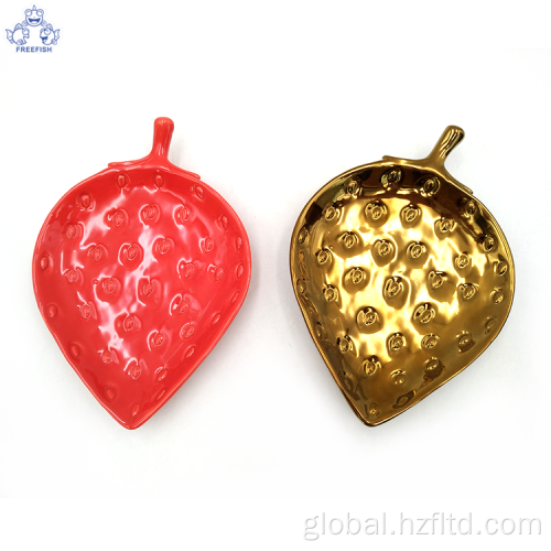 China Antique gold leaf shaped Resin TrayJewelry Dish Supplier